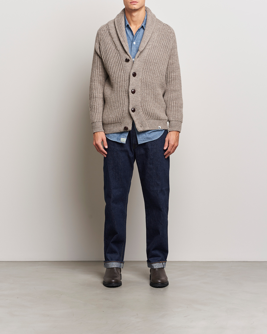 Homme | Pulls Et Tricots | Peregrine | Wilkinson Ribbed Wool Cardigan Light Brown