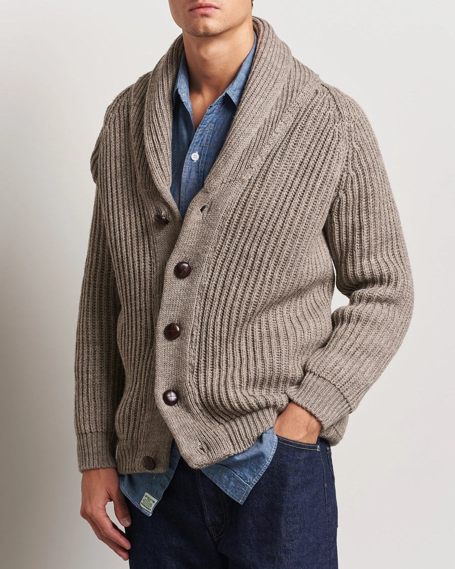 Homme | Pulls Et Tricots | Peregrine | Wilkinson Ribbed Wool Cardigan Light Brown