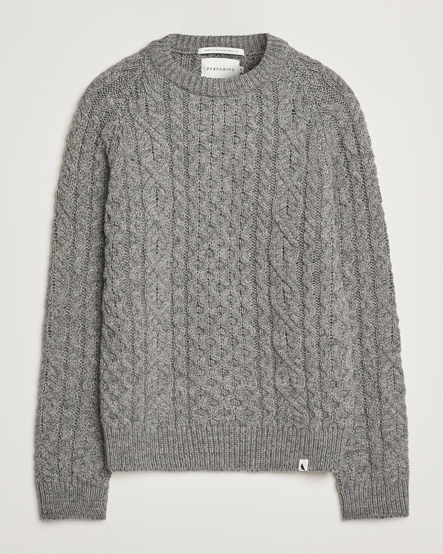 Homme | Pulls Et Tricots | Peregrine | Hudson Wool Aran Knitted Jumper Steel