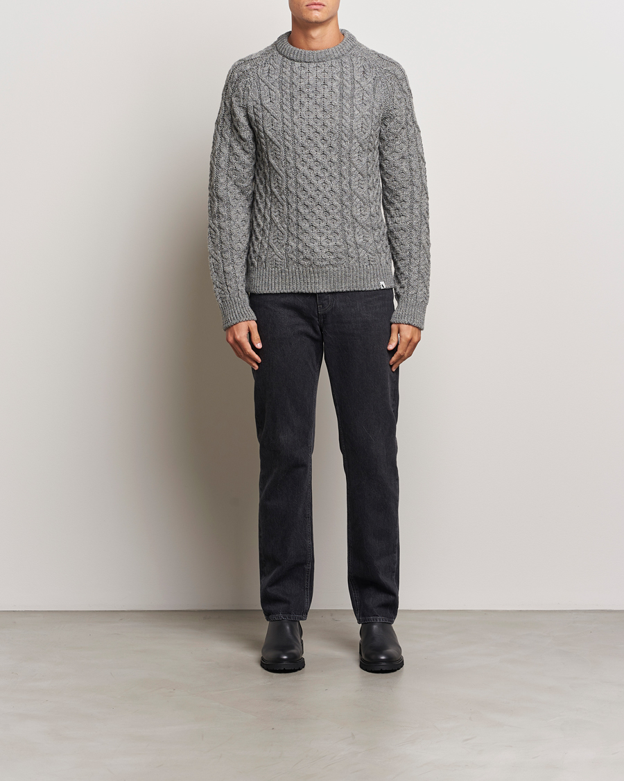 Homme | Pulls Et Tricots | Peregrine | Hudson Wool Aran Knitted Jumper Steel