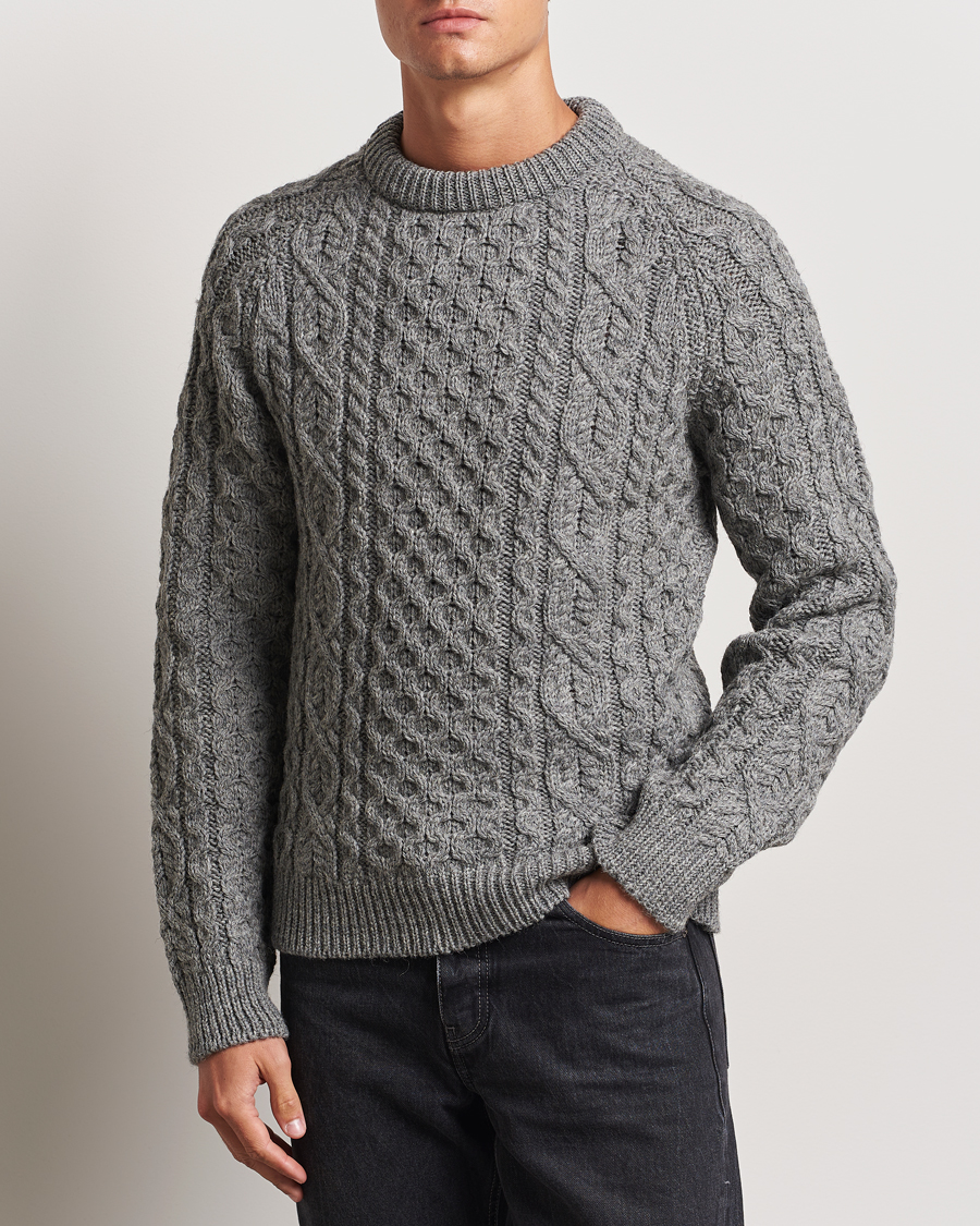 Homme | Pulls Et Tricots | Peregrine | Hudson Wool Aran Knitted Jumper Steel