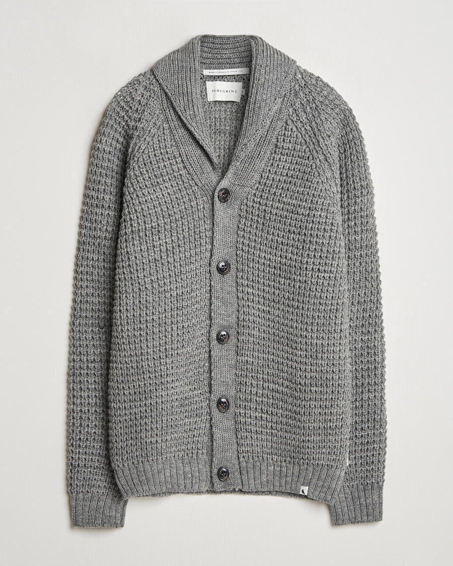 Homme | Pulls Et Tricots | Peregrine | Waffle Wool Shawl Cardigan Steel