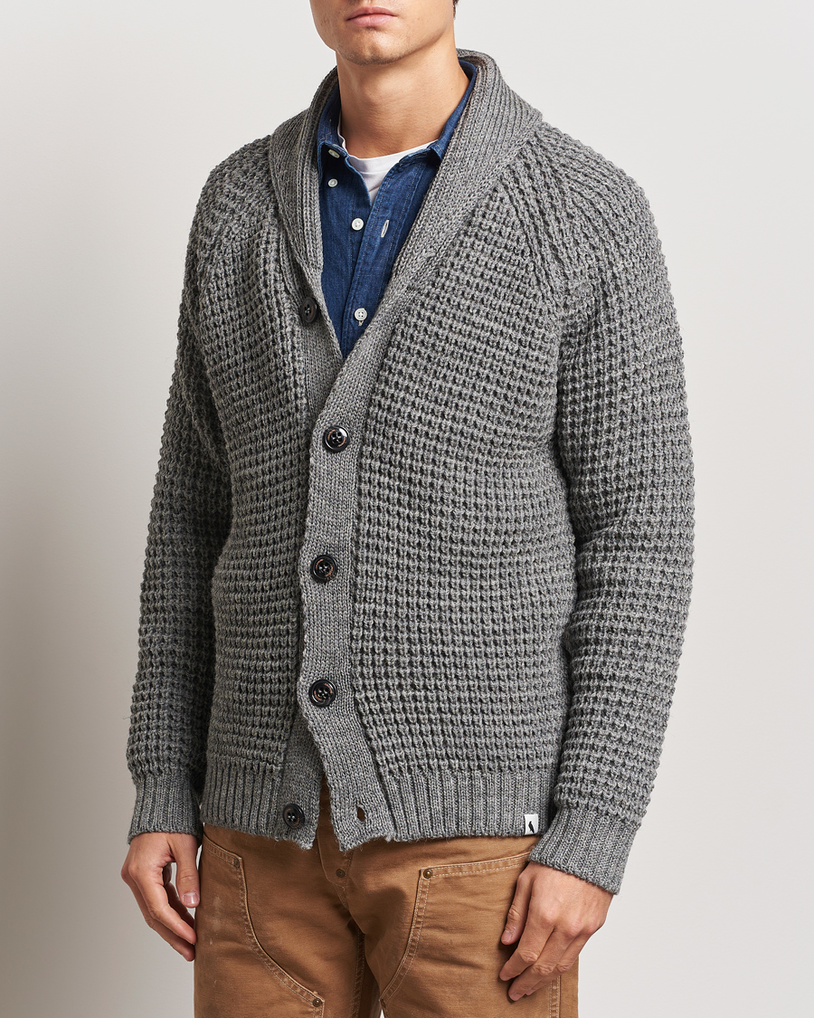 Homme | Pulls Et Tricots | Peregrine | Waffle Wool Shawl Cardigan Steel