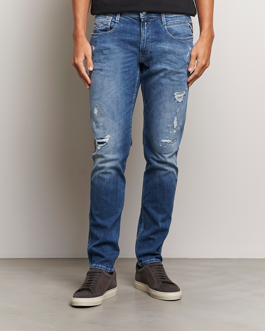 Homme | Jeans | Replay | Anbass Distressed Super Stretch Jeans Medium Blue