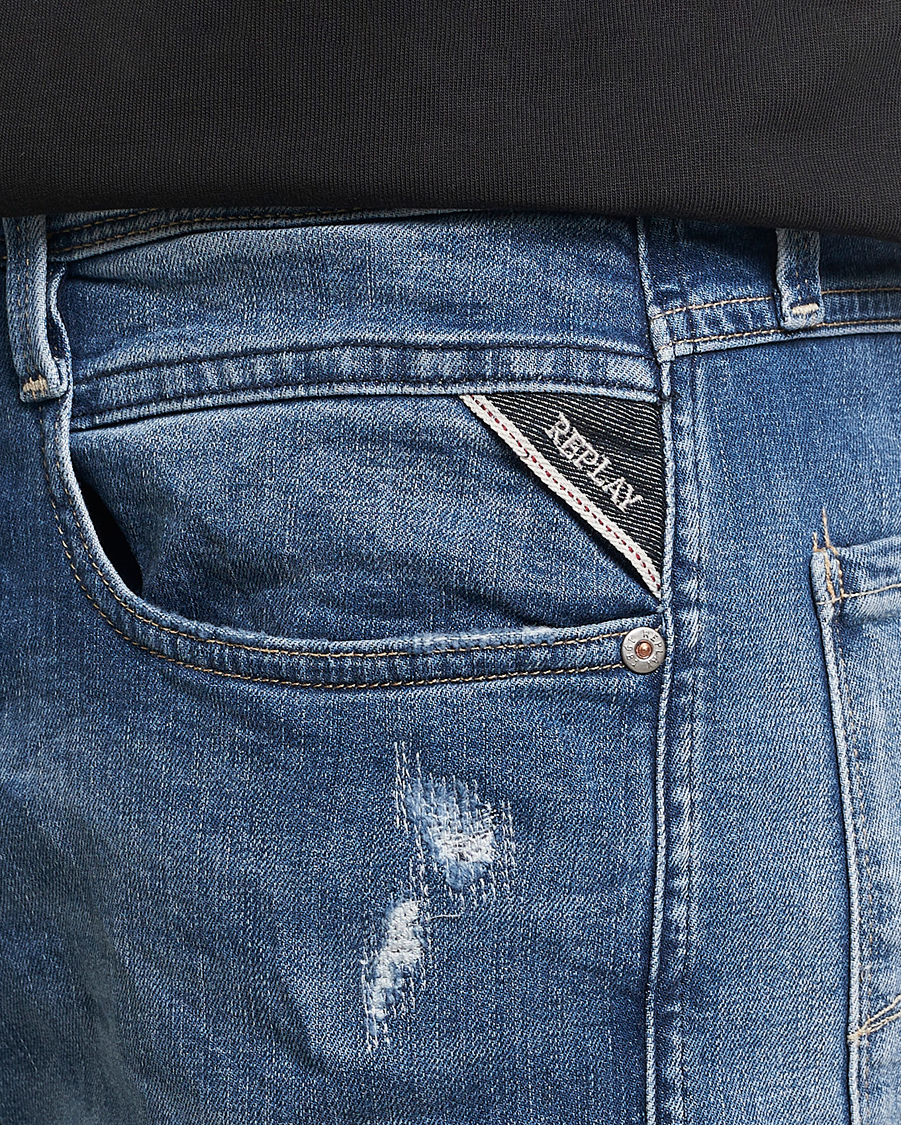 Homme | Jeans | Replay | Anbass Distressed Super Stretch Jeans Medium Blue