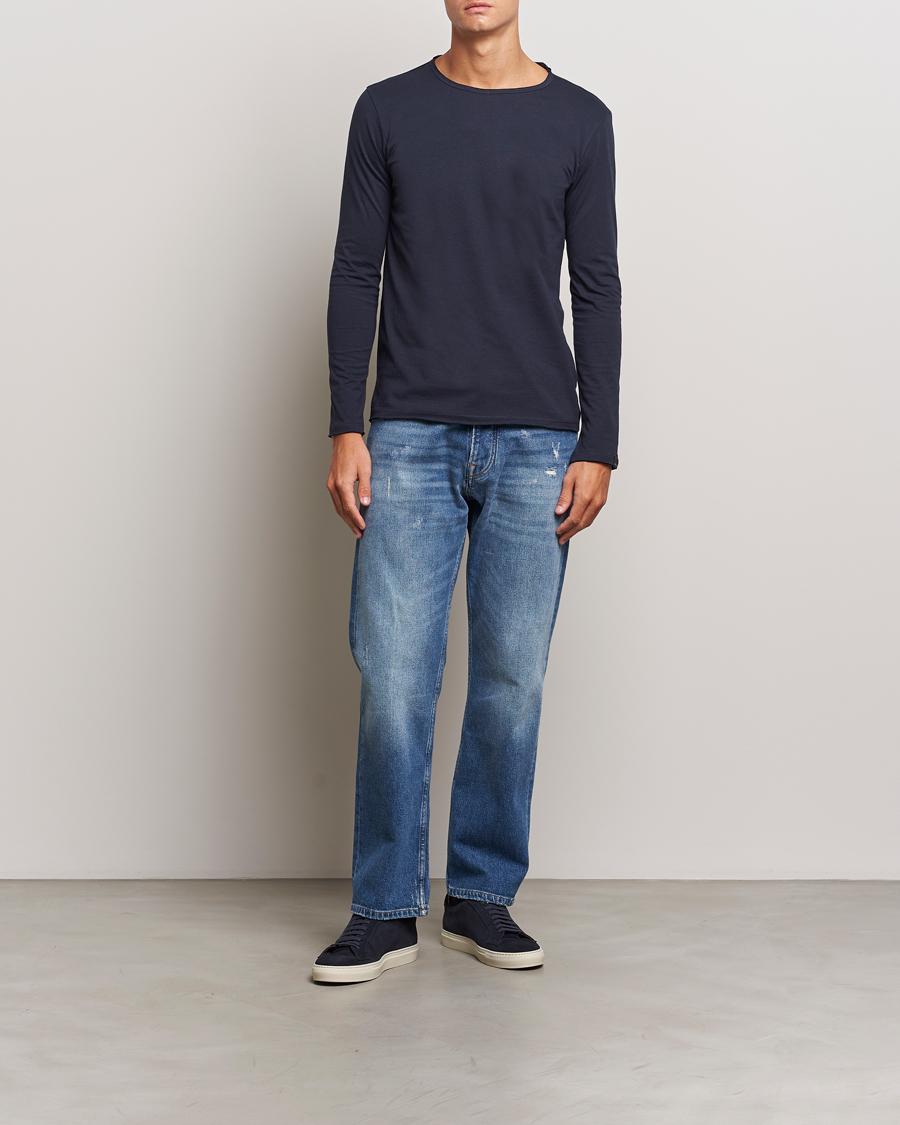 Homme | T-shirts | Replay | Crew Neck Long Sleeve T-Shirt Night Blue