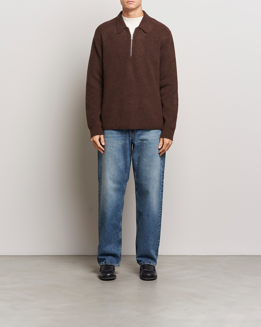 Homme | Pulls Et Tricots | Samsøe Samsøe | Saisaks Half Zip Polo Chocolate Brown