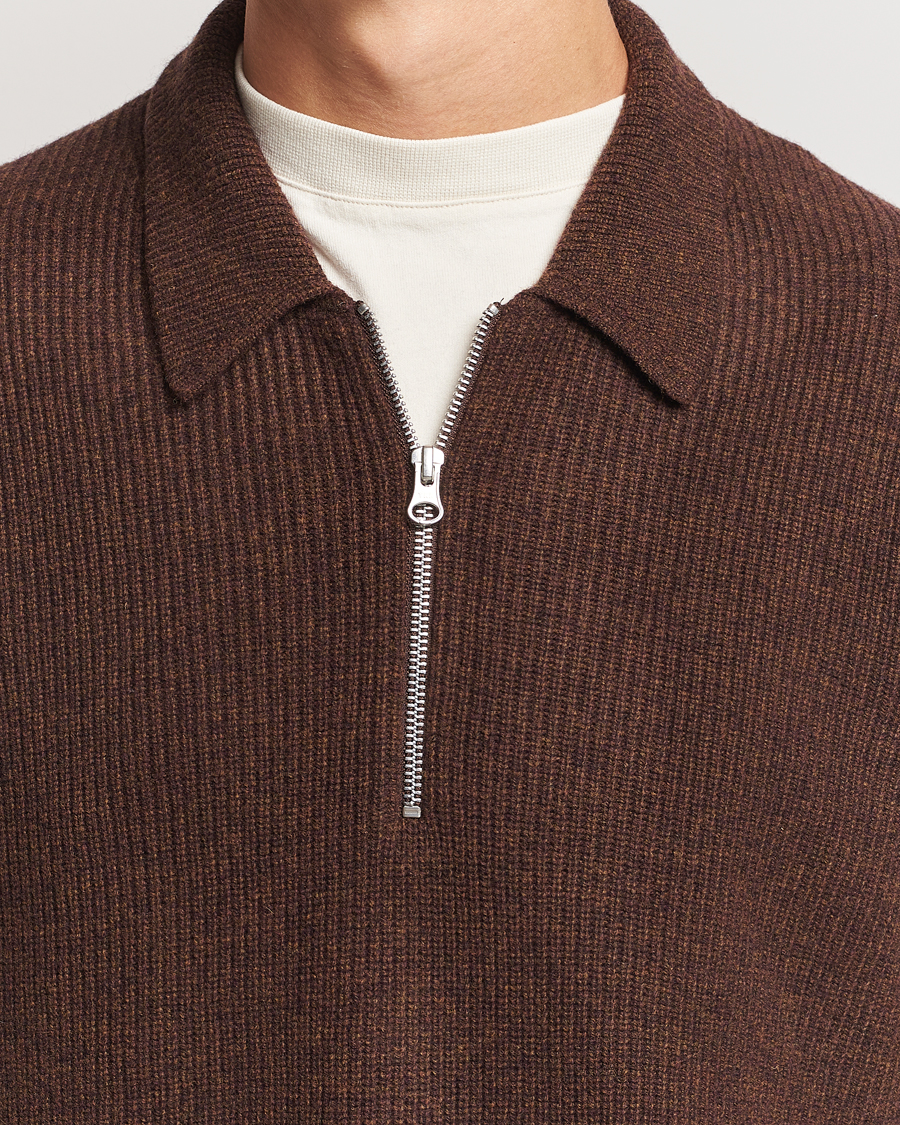 Homme | Pulls Et Tricots | Samsøe Samsøe | Saisaks Half Zip Polo Chocolate Brown