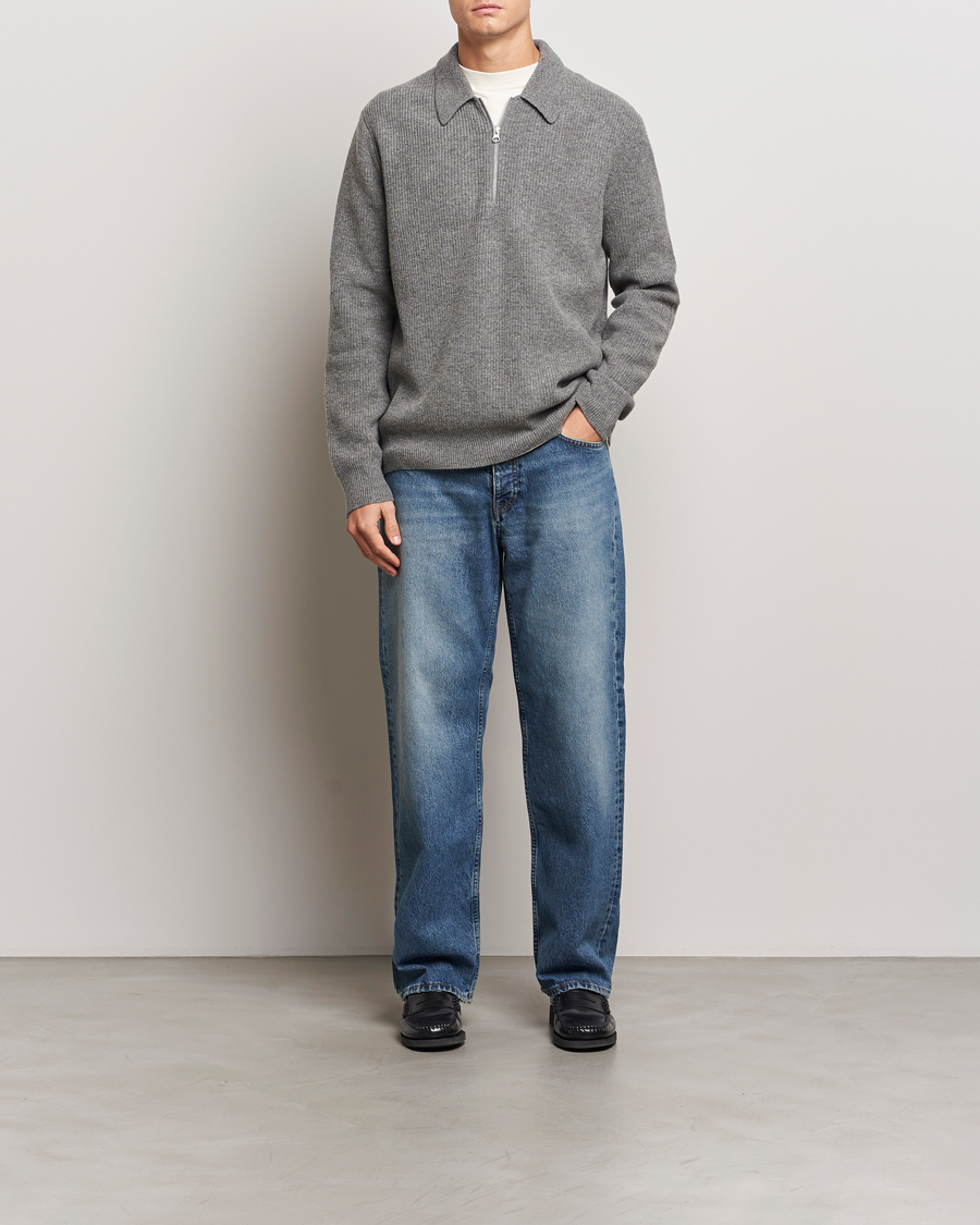 Homme | Pulls Et Tricots | Samsøe Samsøe | Saisaks Half Zip Polo Dark Grey Melange