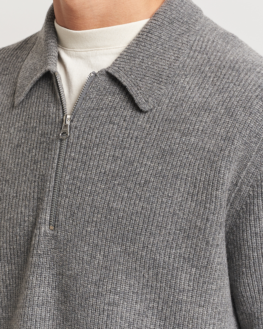 Homme | Pulls Et Tricots | Samsøe Samsøe | Saisaks Half Zip Polo Dark Grey Melange