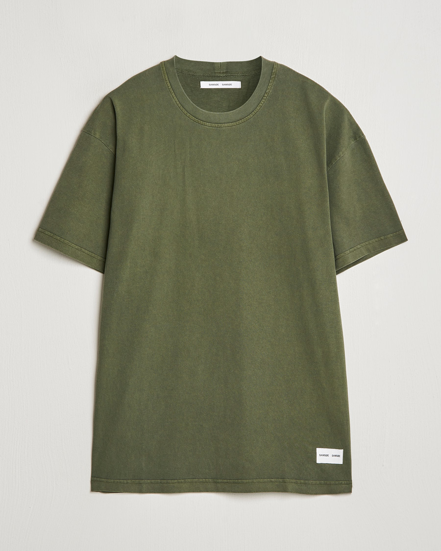 Homme | T-shirts | Samsøe Samsøe | Pigment Dyed Crew Neck T-Shirt Forest Night