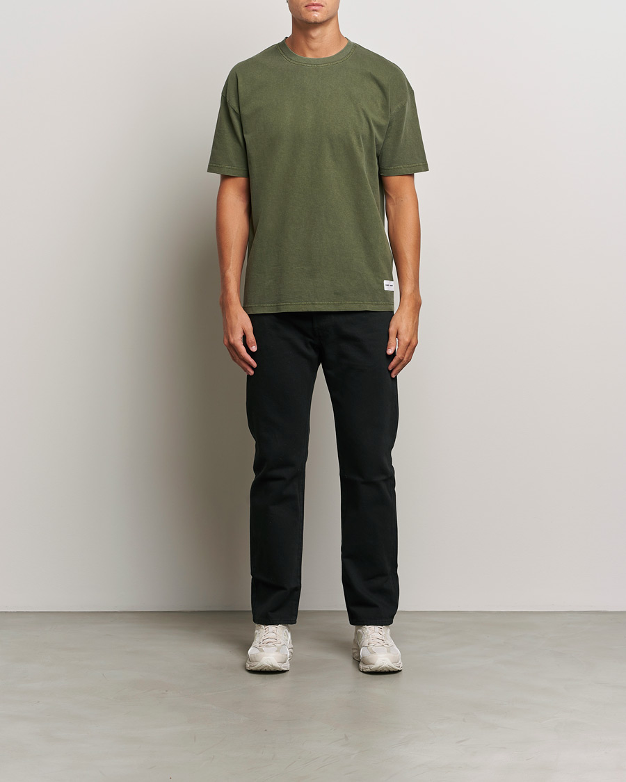 Homme | T-shirts | Samsøe Samsøe | Pigment Dyed Crew Neck T-Shirt Forest Night