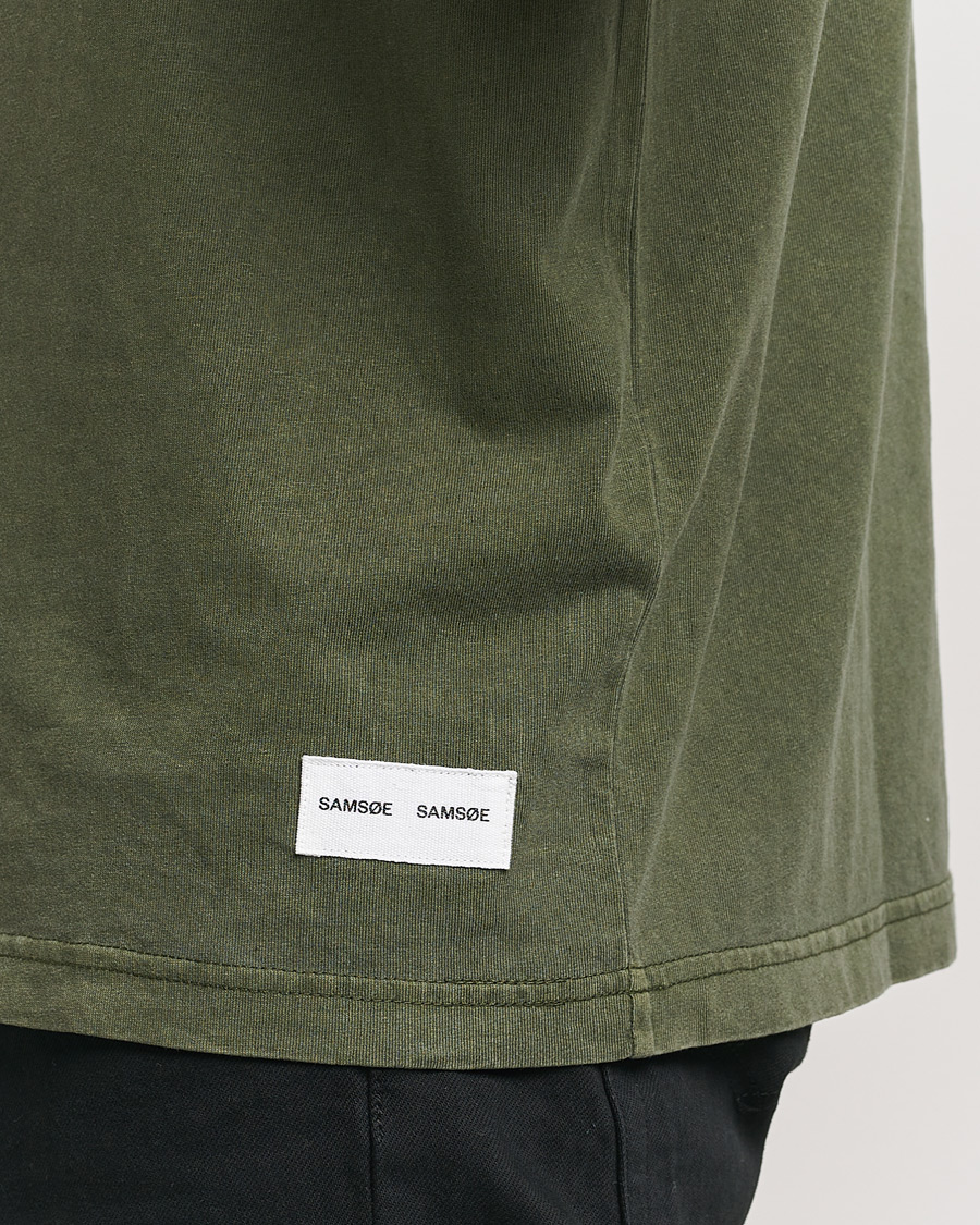 Homme | T-shirts | Samsøe Samsøe | Pigment Dyed Crew Neck T-Shirt Forest Night