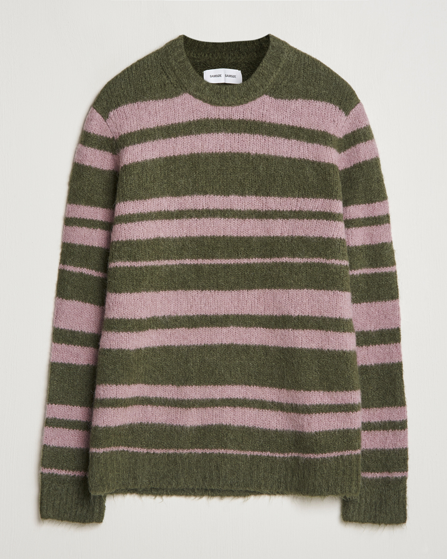 Homme | Pulls Et Tricots | Samsøe Samsøe | Arin Mohair Striped Sweater Green/Pink