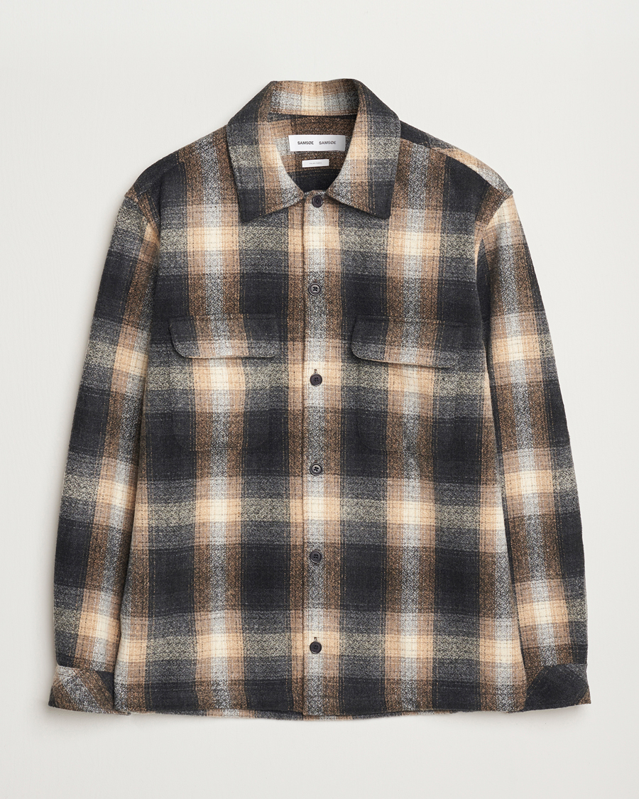 Homme | Chemises | Samsøe Samsøe | Castor Checked Overshirt Petrified Brown