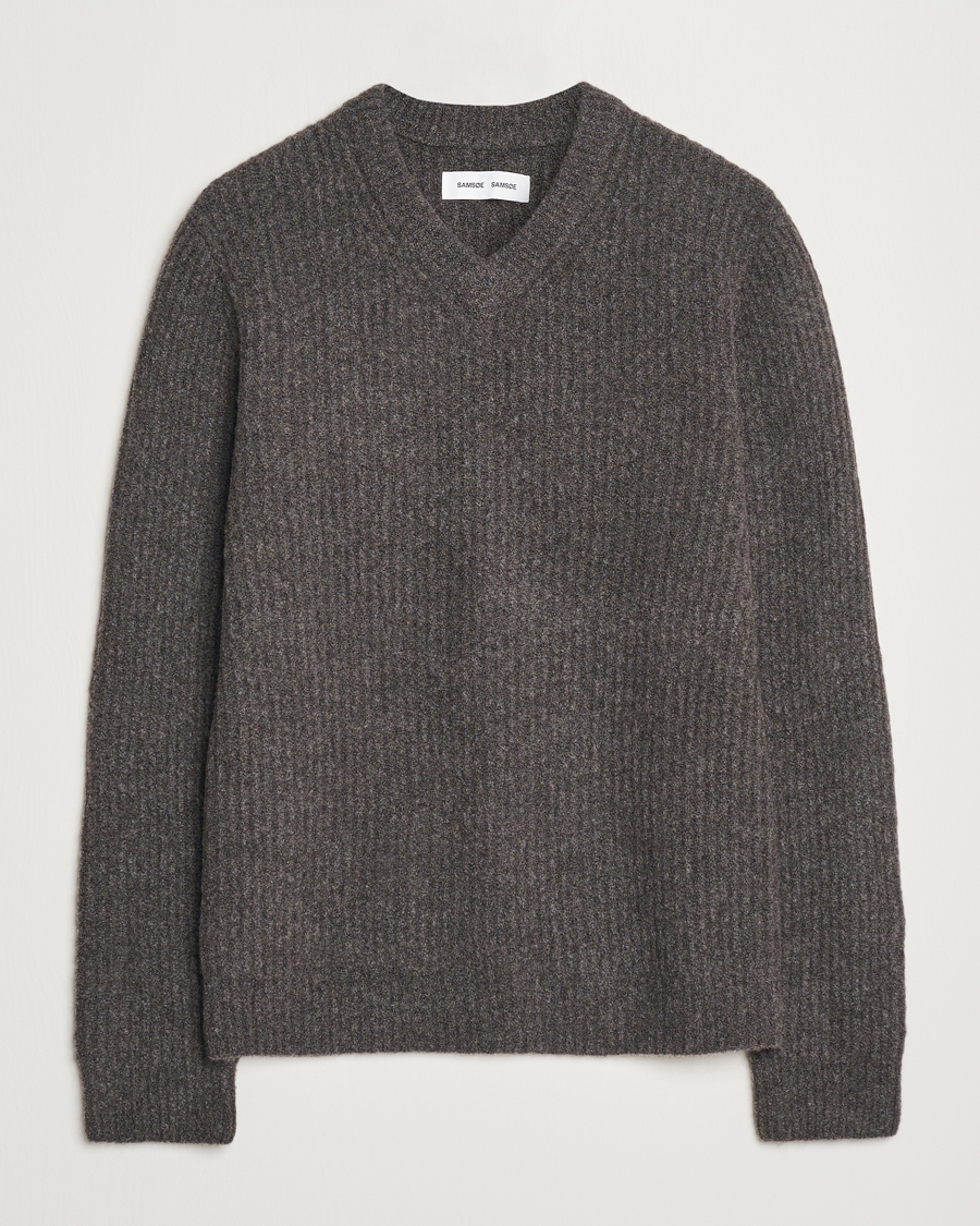 Homme | Pulls Et Tricots | Samsøe Samsøe | Koji Rib Knitted V-Neck Volcanic Ash
