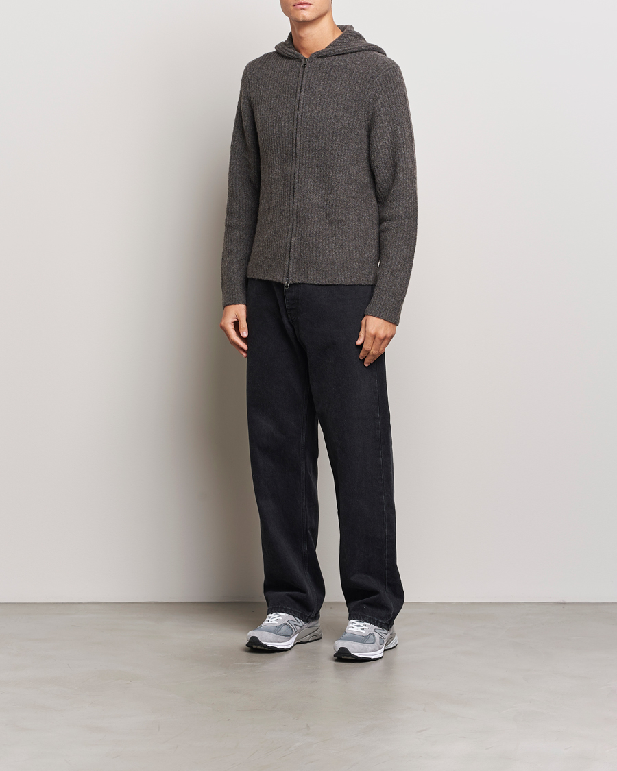 Homme | Pulls Et Tricots | Samsøe Samsøe | Koji Rib Knitted Hooded Full Zip Volcanic Ash