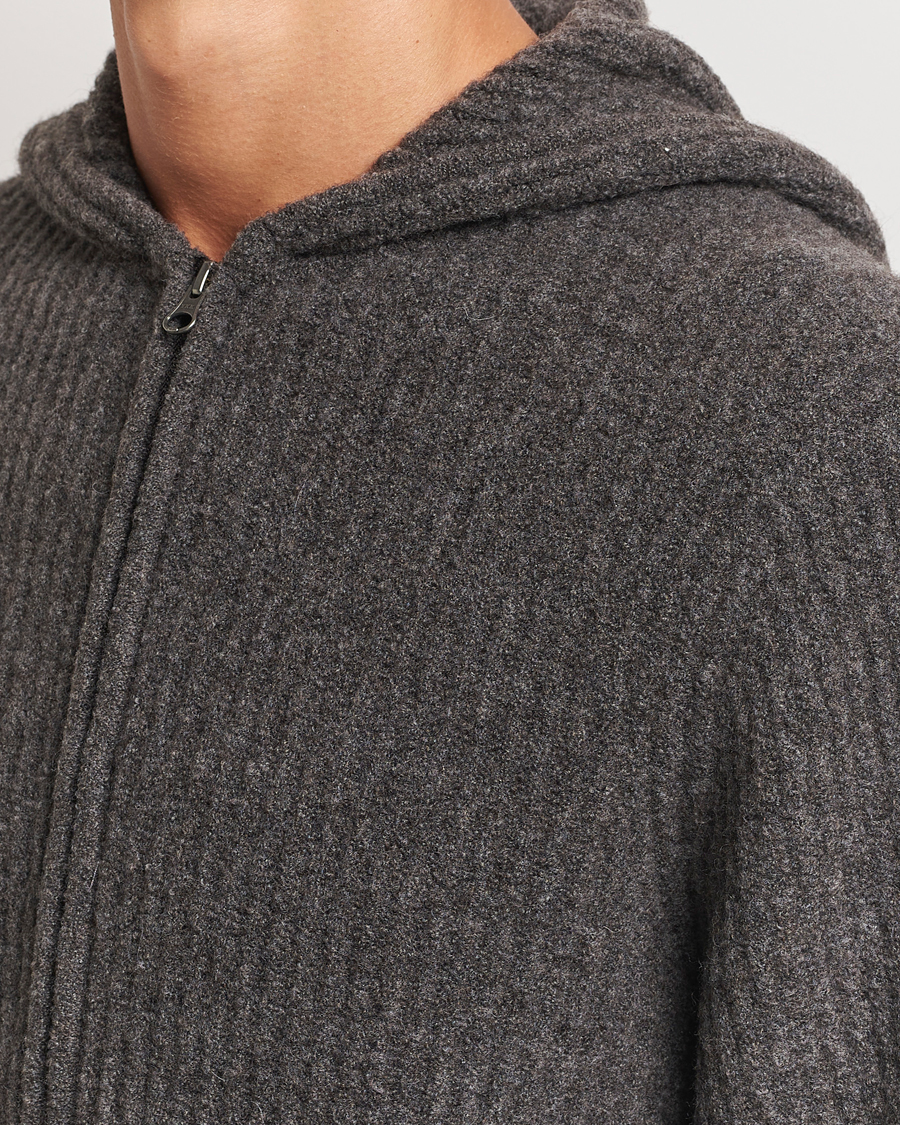 Homme | Pulls Et Tricots | Samsøe Samsøe | Koji Rib Knitted Hooded Full Zip Volcanic Ash