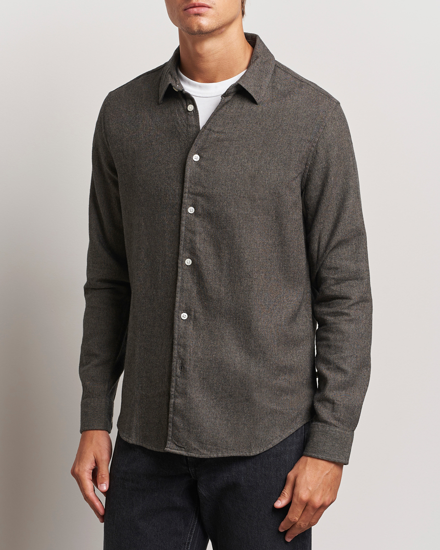 Homme | Chemises | Samsøe Samsøe | Liam Brushed Flannel Shirt Major Brown Melange