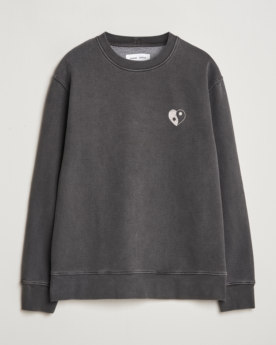 Homme | Pulls Et Tricots | Samsøe Samsøe | Poetry Printed Crew Neck Sweatshirt Black Balance