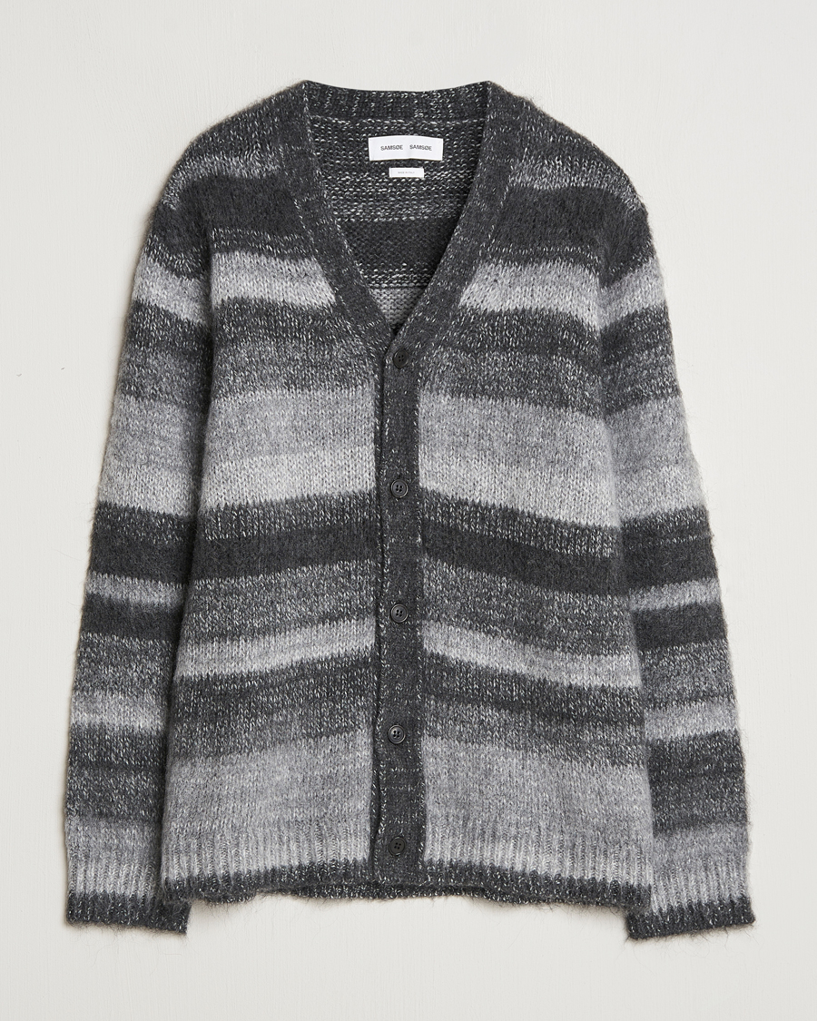 Homme | Pulls Et Tricots | Samsøe Samsøe | Ari Mohair Striped Cardigan Grey