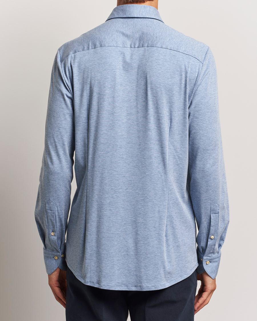 Homme | Chemises | Stenströms | Slimline 4-Way Stretch Jersey Shirt Blue