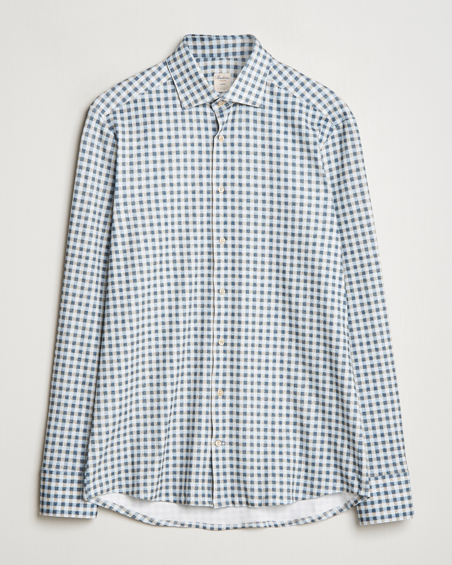 Homme | Chemises | Stenströms | Slimline 4-Way Stretch Checked Shirt Blue