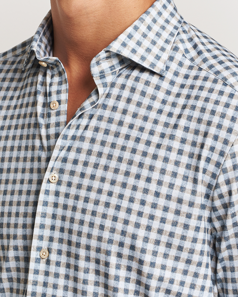 Homme | Chemises | Stenströms | Slimline 4-Way Stretch Checked Shirt Blue