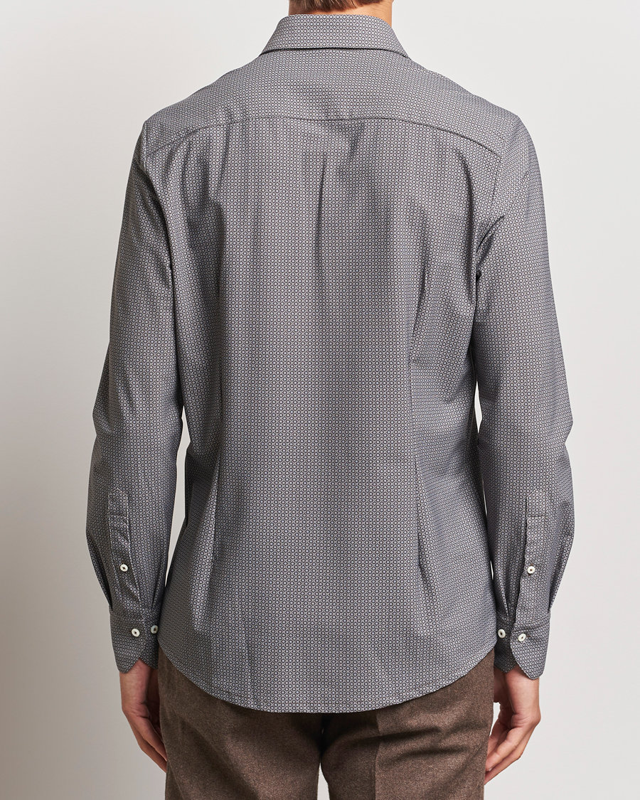 Homme | Chemises | Stenströms | Slimline 4-Way Stretch Print Shirt Brown