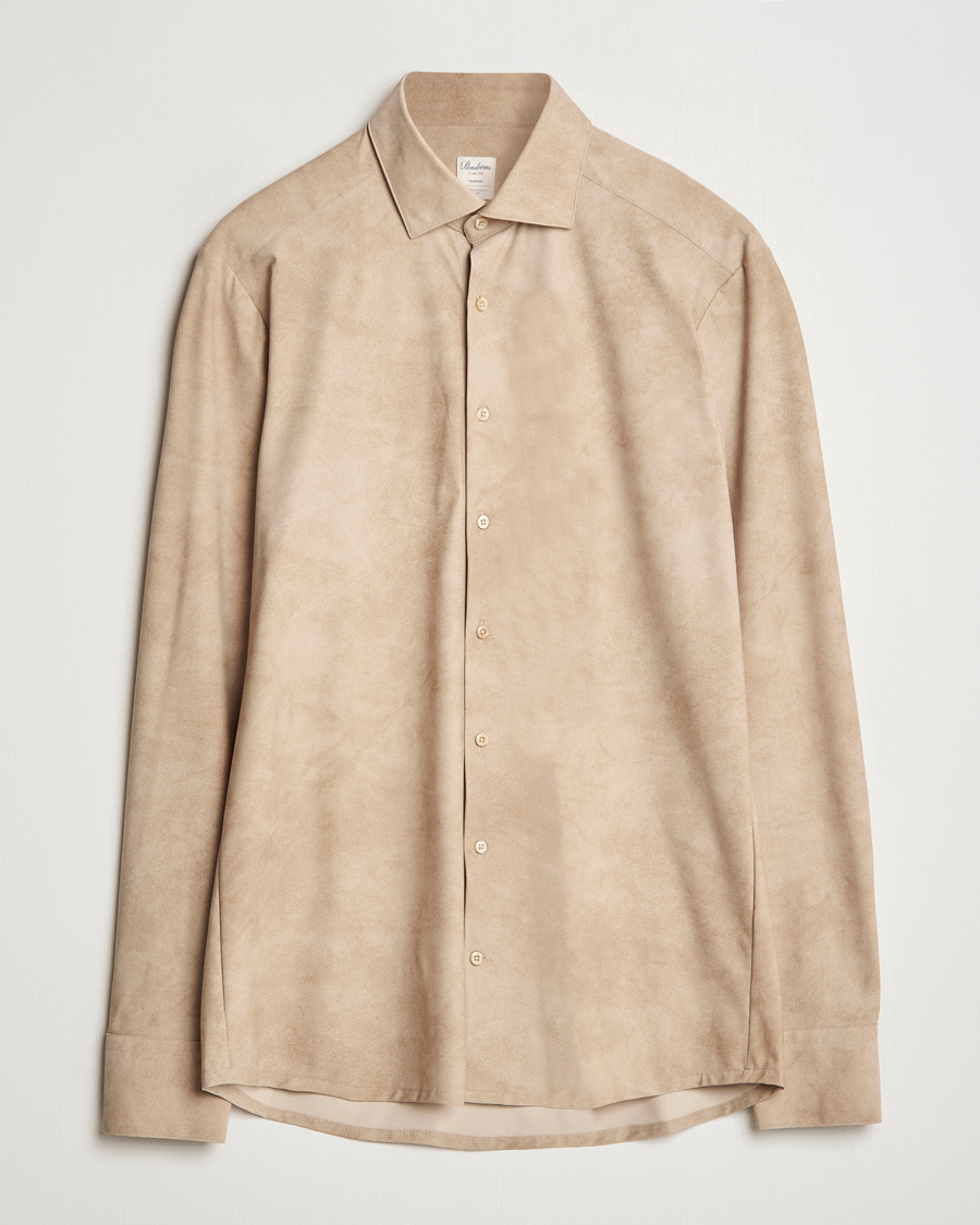 Homme | Chemises | Stenströms | Slimline 4-Way Stretch Shirt Beige