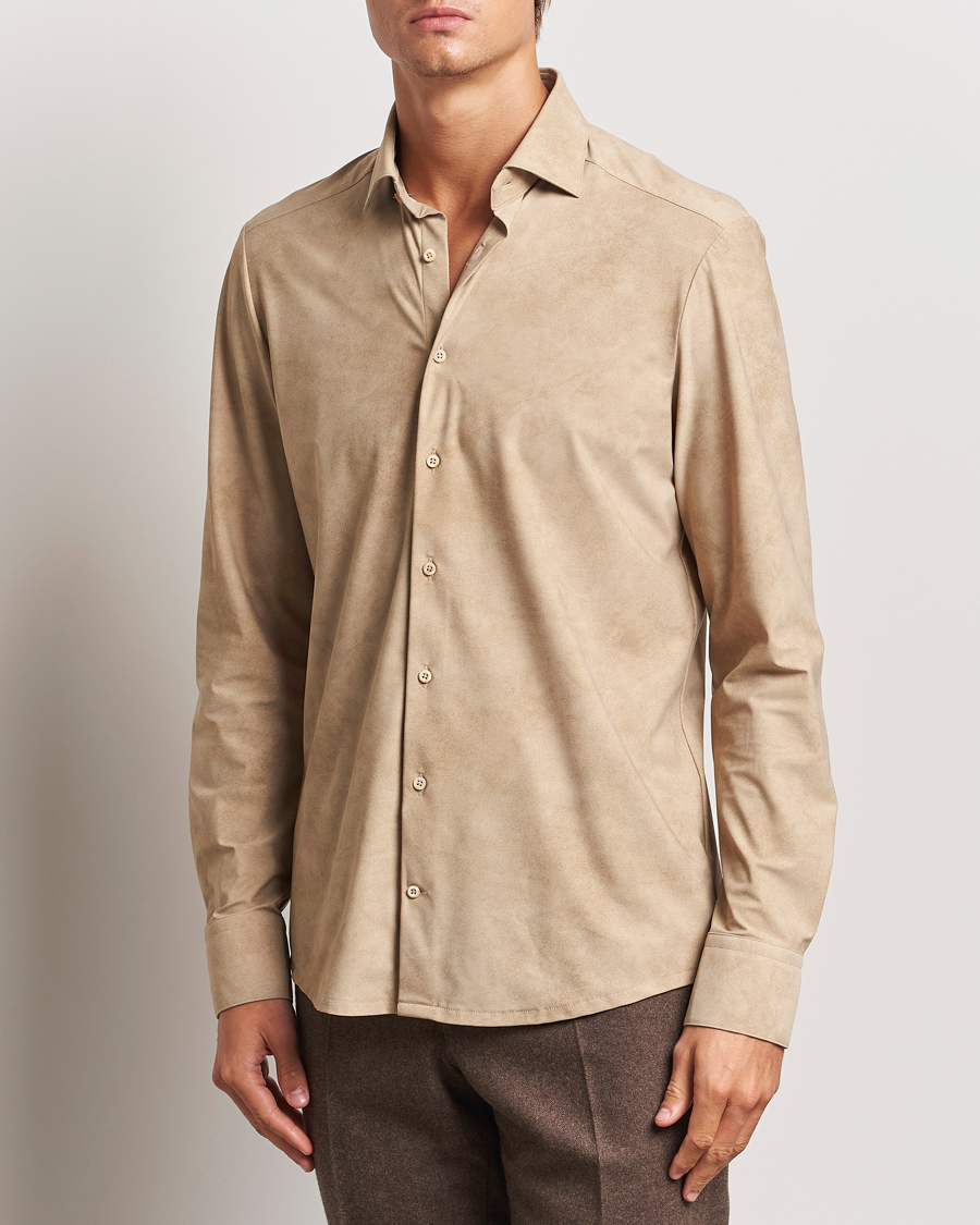 Homme | Chemises | Stenströms | Slimline 4-Way Stretch Shirt Beige