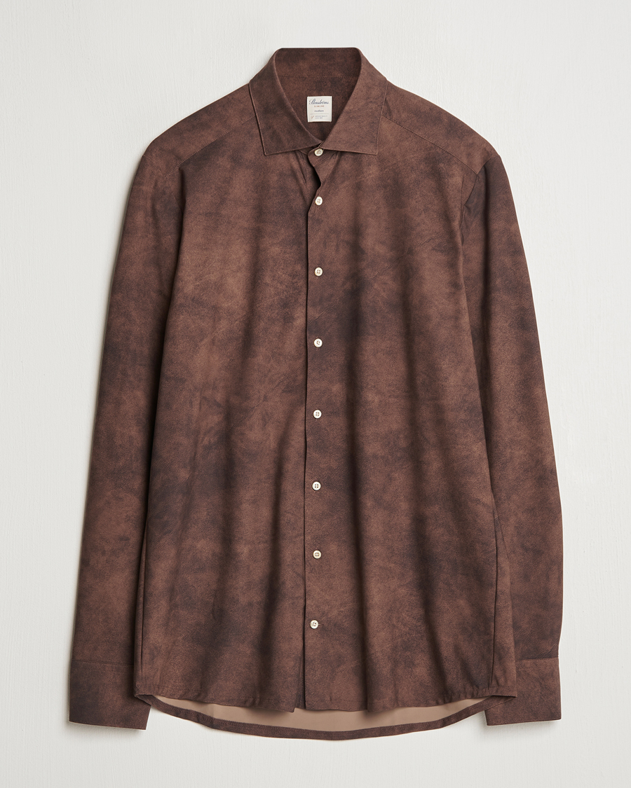 Homme | Chemises | Stenströms | Slimline 4-Way Stretch Shirt Brown