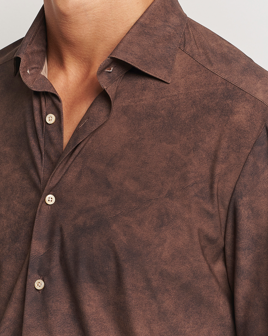 Homme | Chemises | Stenströms | Slimline 4-Way Stretch Shirt Brown