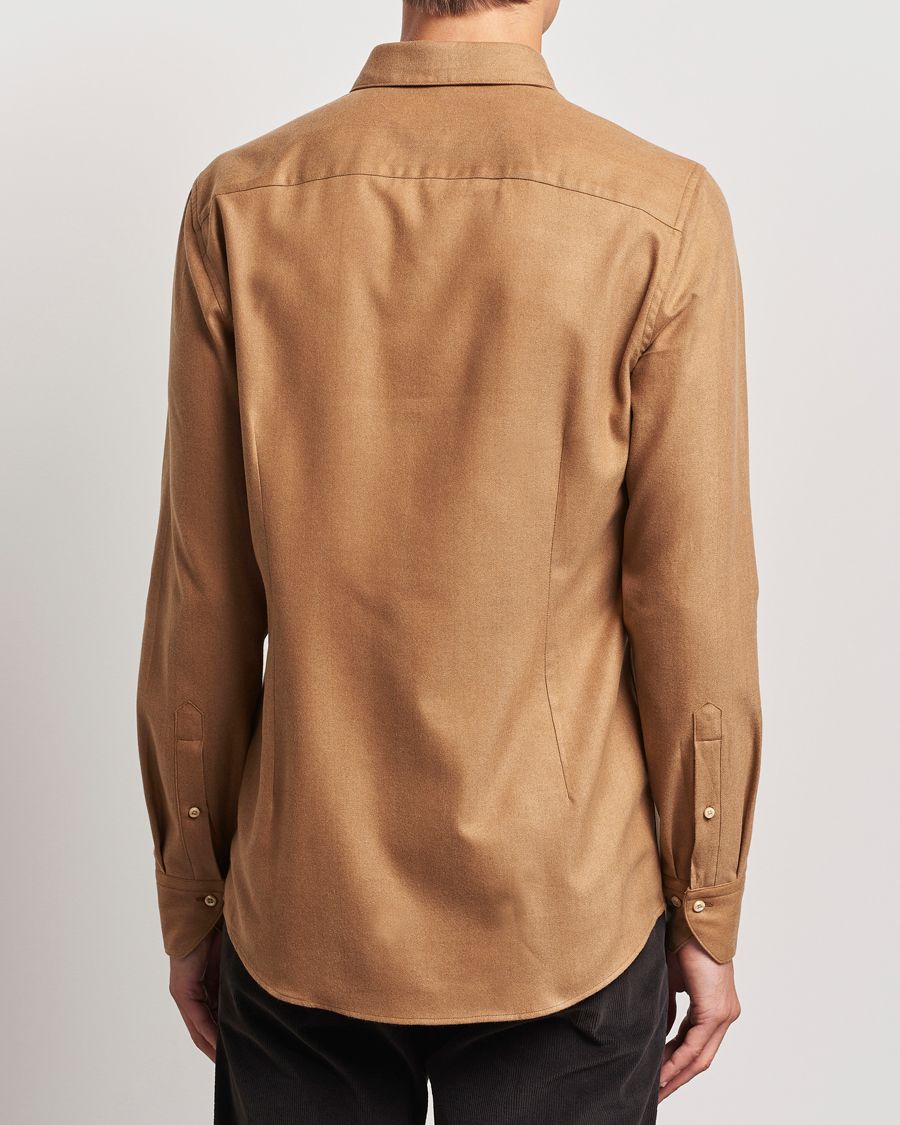 Homme | Chemises | Stenströms | Slimline Brushed Cotton/Lyocell Cut Away Shirt Brown