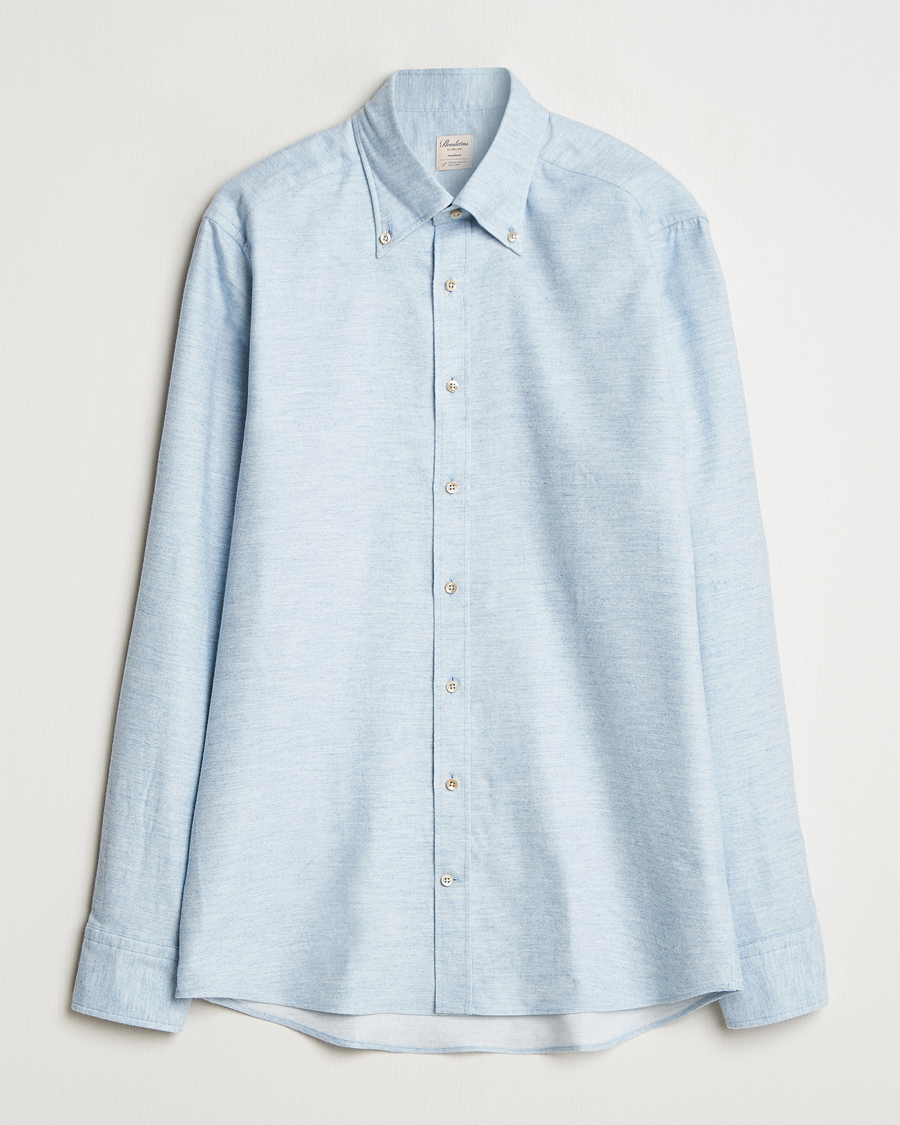 Homme | Chemises | Stenströms | Slimline Flannel Shirt Light Blue