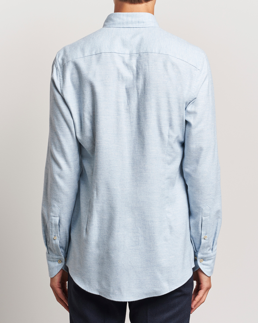 Homme | Chemises | Stenströms | Slimline Flannel Shirt Light Blue