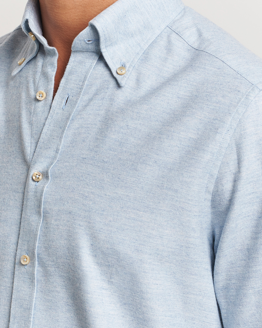 Homme | Chemises | Stenströms | Slimline Flannel Shirt Light Blue