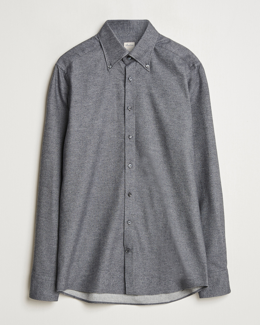 Homme | Chemises | Stenströms | Slimline Flannel Shirt Dark Grey