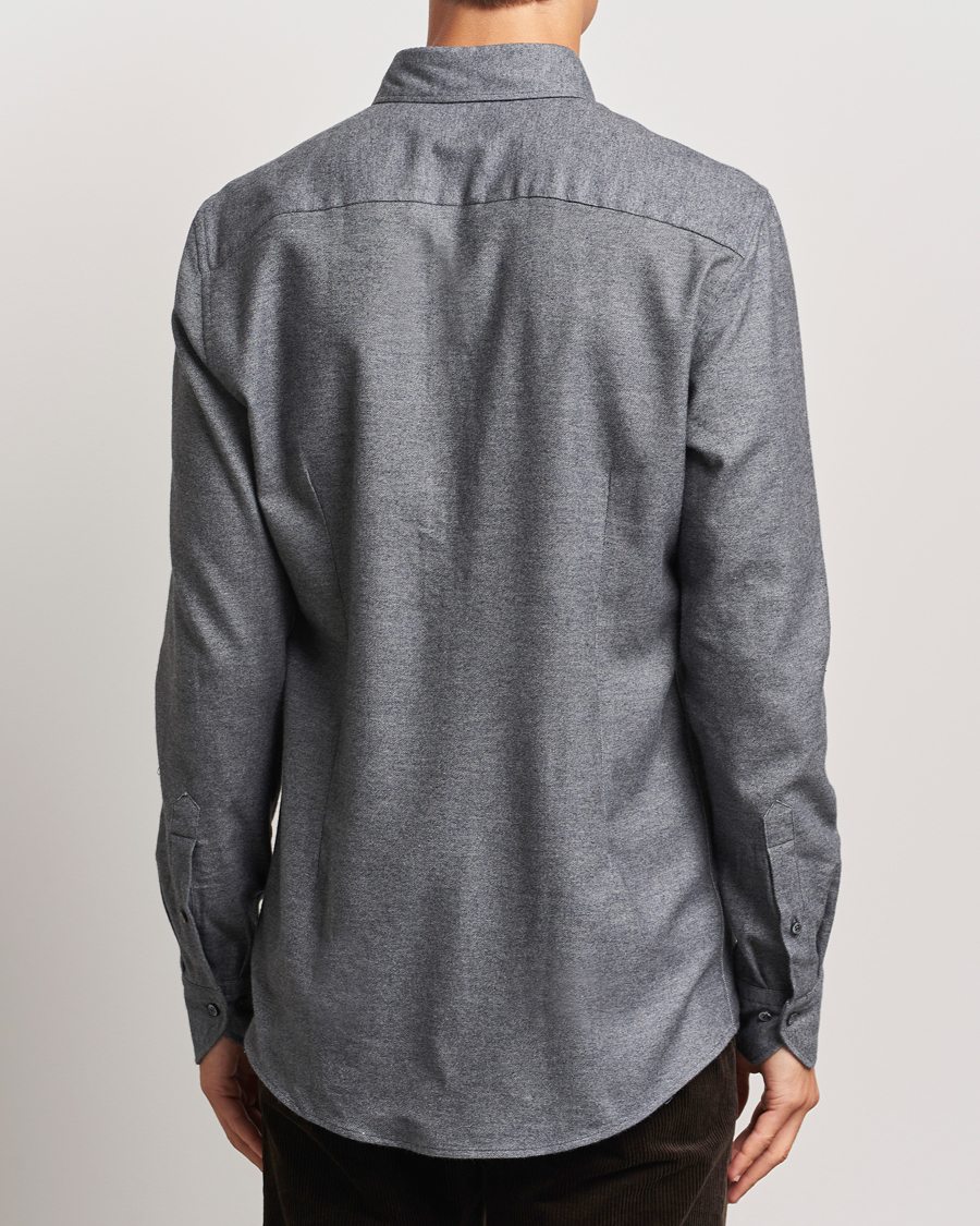 Homme | Chemises | Stenströms | Slimline Flannel Shirt Dark Grey