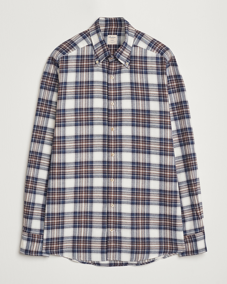 Homme | Chemises | Stenströms | Slimline Flannel Big Checked Shirt Blue/Brown