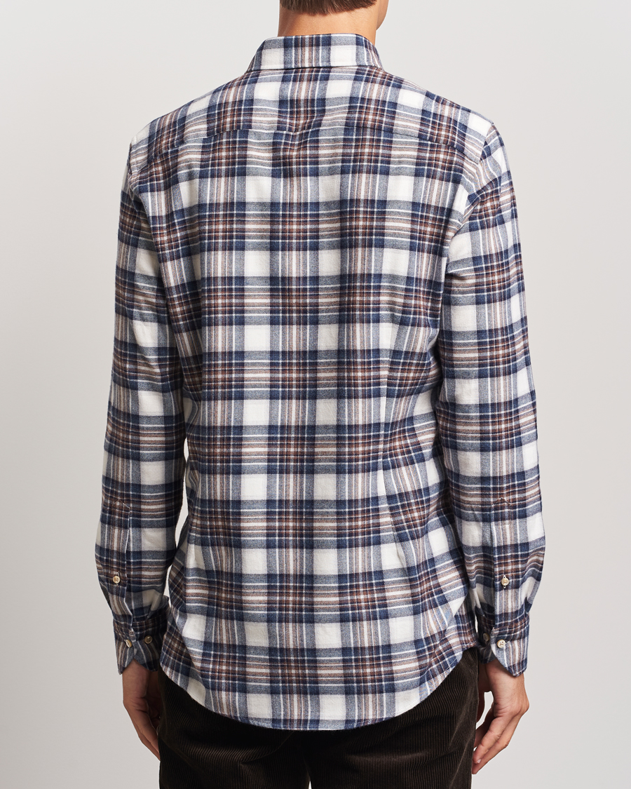 Homme | Chemises | Stenströms | Slimline Flannel Big Checked Shirt Blue/Brown