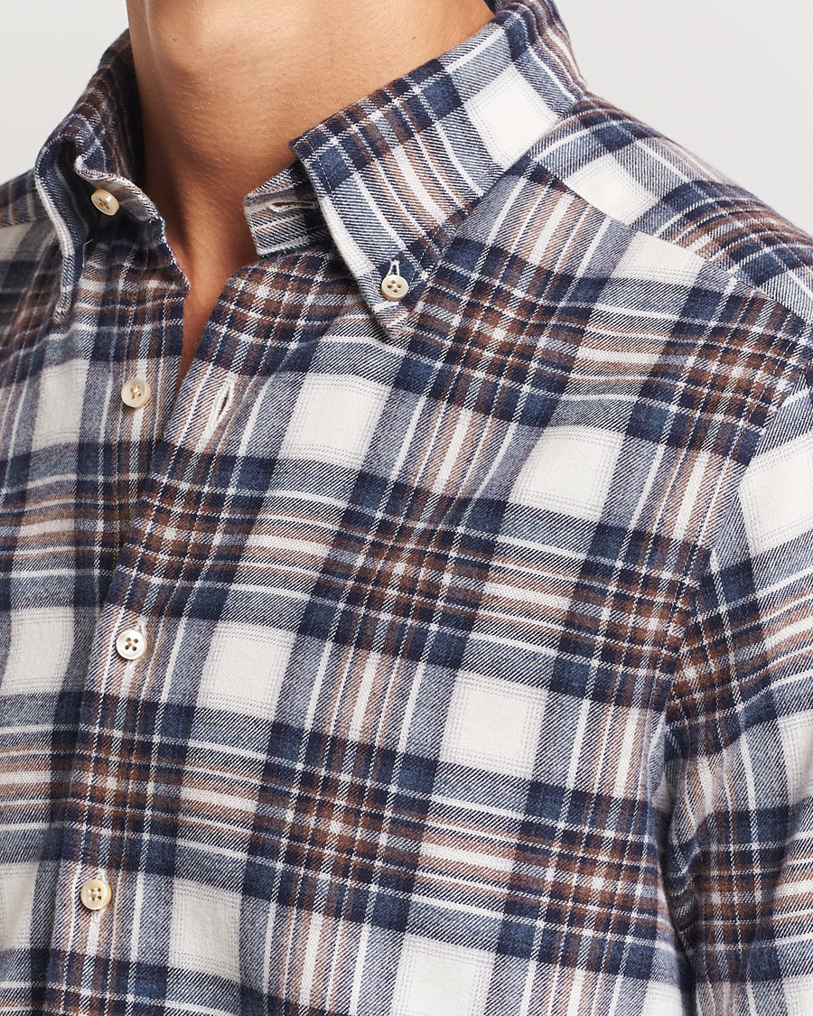 Homme | Chemises | Stenströms | Slimline Flannel Big Checked Shirt Blue/Brown