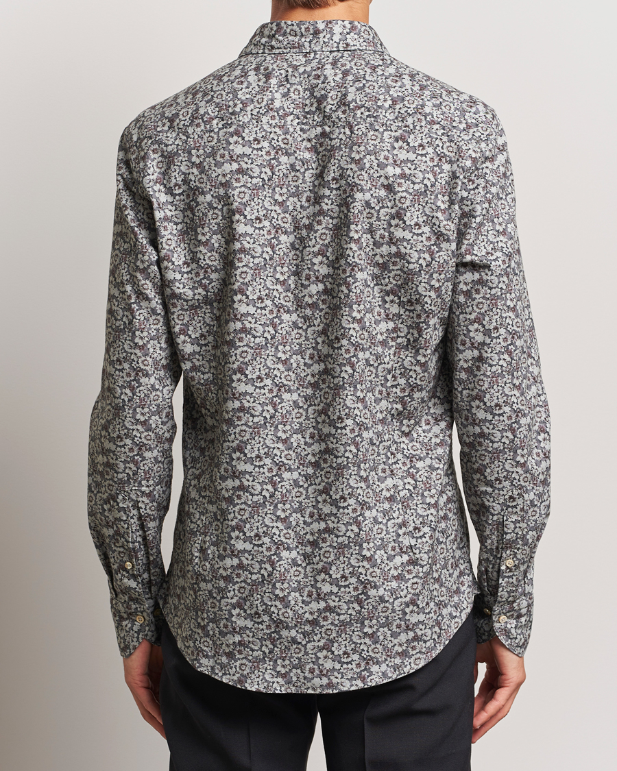 Homme | Chemises | Stenströms | Slimline Washed Floral Print Shirt Grey