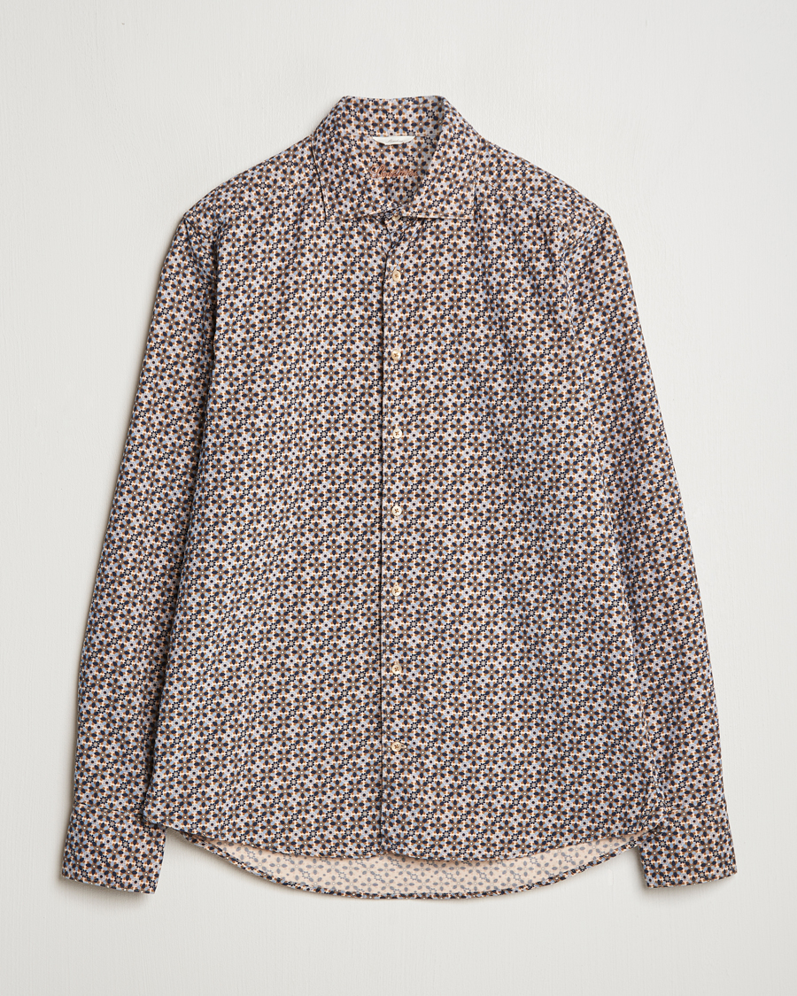 Homme | Chemises | Stenströms | Slimline Printed Cord Shirt Brown