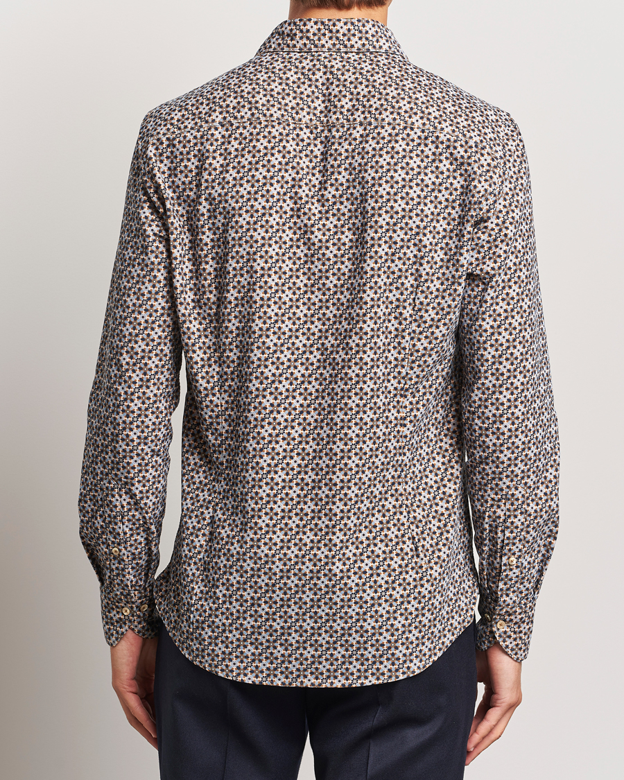 Homme | Chemises | Stenströms | Slimline Printed Cord Shirt Brown