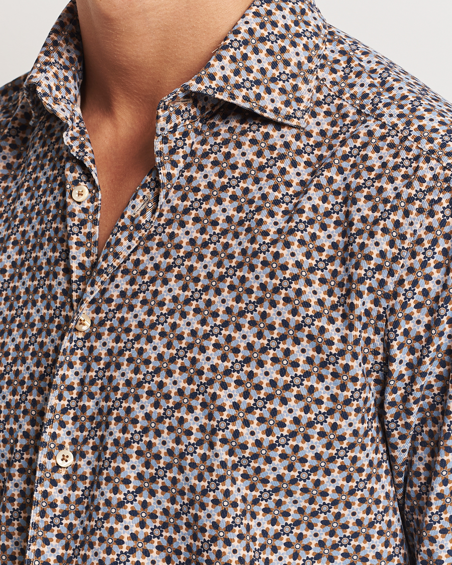 Homme | Chemises | Stenströms | Slimline Printed Cord Shirt Brown