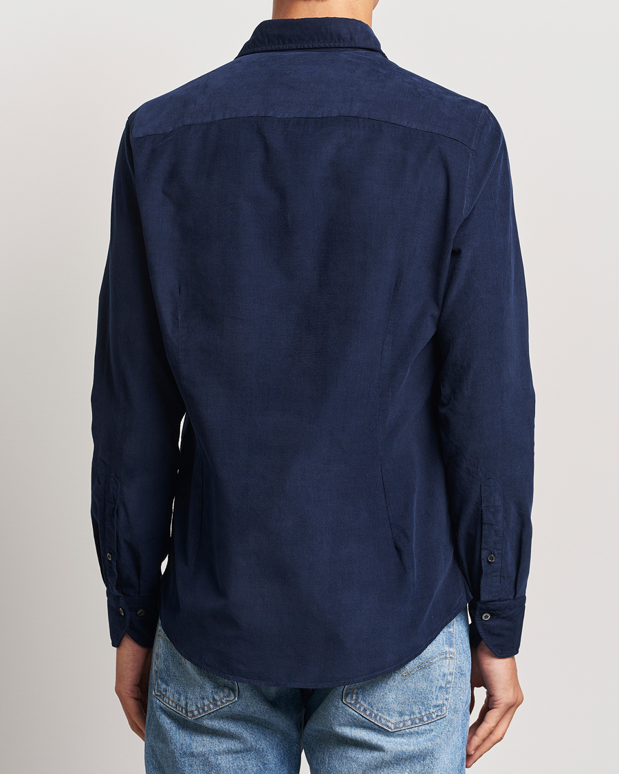 Homme | Chemises | Stenströms | Slimline Cut Away Cord Shirt Blue