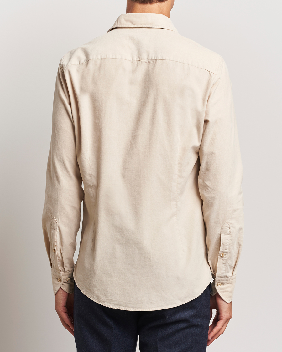 Homme | Chemises | Stenströms | Slimline Cut Away Cord Shirt Beige