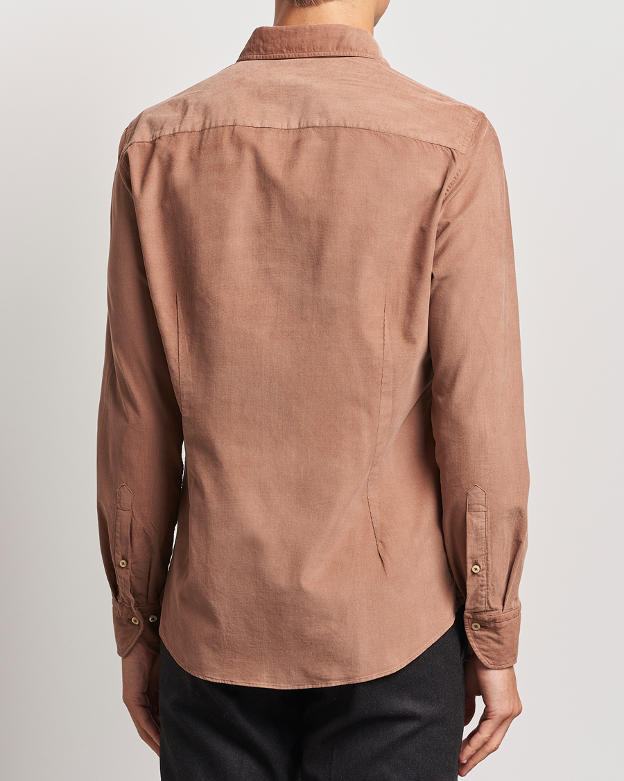 Homme | Chemises | Stenströms | Slimline Cut Away Cord Shirt Light Brown