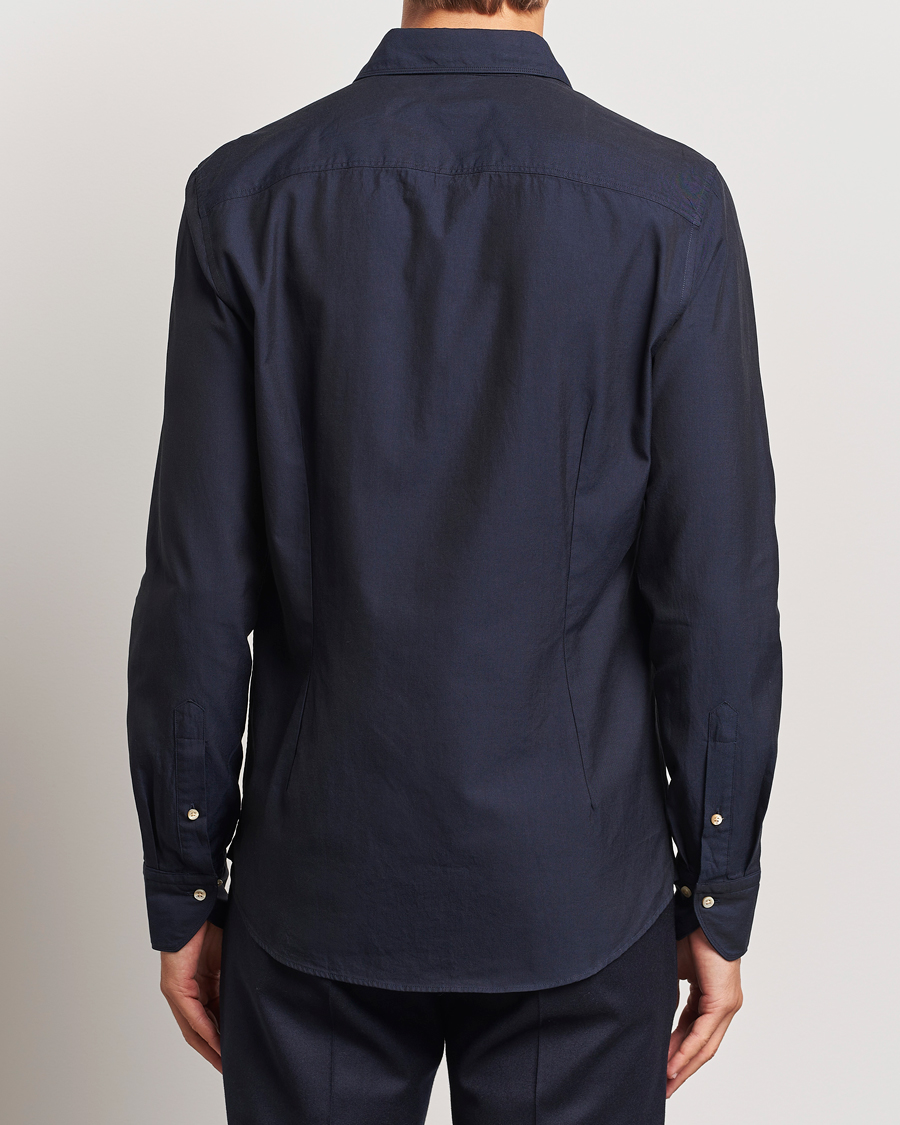 Homme | Chemises | Stenströms | Slimline Cut Away Washed Twill Shirt Navy